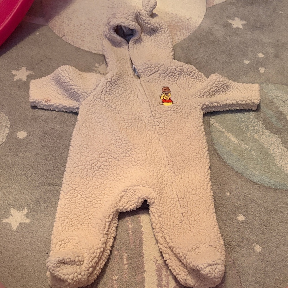 Cozy Cream Sherpa Baby One-Piece Romper with Hood